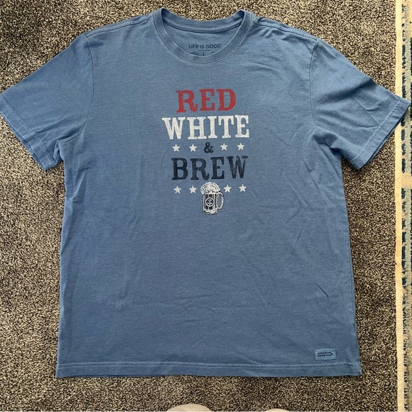Life Is Good Other - Life Is Good Blue 'Red White & Brew' Short Sleeve Graphic Tee